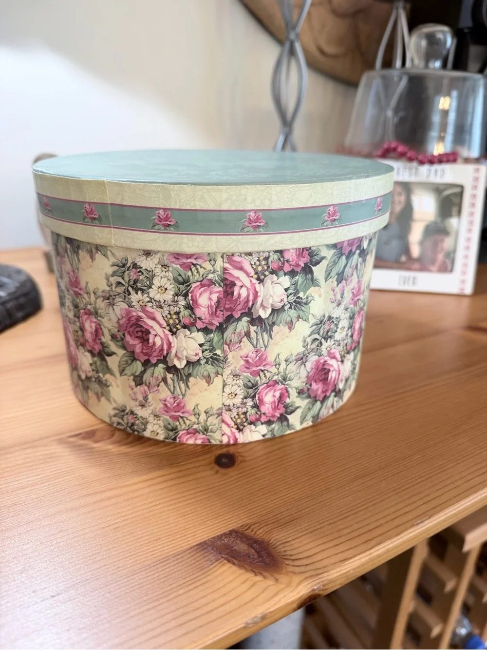 Floral Round Jewelry Organizer Box with Removable Tray - Pink